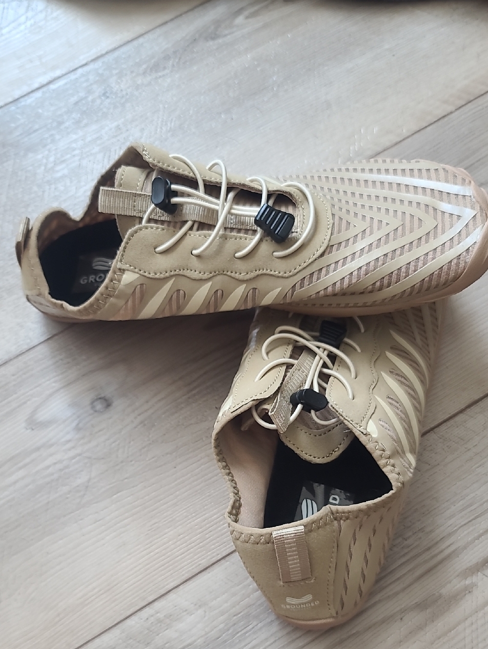 Grounded Athletic Slip-On Trainer in Beige